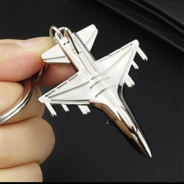 飛行機 キーホルダー キーリング シルバー エアプレーン