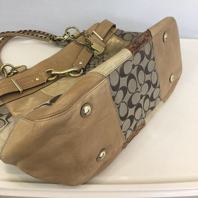 COACH(コーチ)の★正規品★コーチ/COACH レザー×キャンバス パッチワークトートバッグ レディースのバッグ(トートバッグ)の商品写真