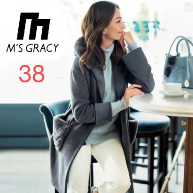 M'S GRACY ボンバーヒートガウンコート リボンポケット 裏起毛 40