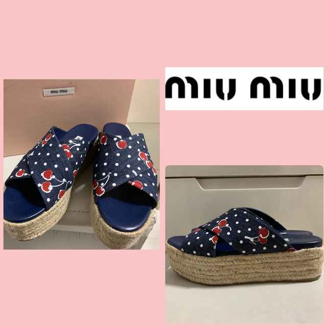 美品 デニムチェリー サンダル 高質 8281円引き stockshoes.co