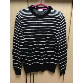 SAINT LAURENT PARIS サンローランパリ Border Knit Sweater ショルダーボタン ボーダーニット長袖セーター ブラック/ホワイト 588063 YAFQ2