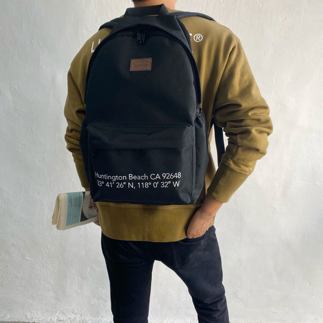 Ron Herman(ロンハーマン)の通勤通学に◎レザーパッチバックパック　ブラック　リュックサック　ノースフェイス メンズのバッグ(バッグパック/リュック)の商品写真