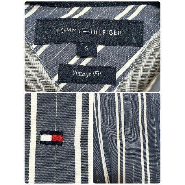 TOMMY HILFIGER(トミーヒルフィガー)のTOMMY HILFIGER 長袖シャツ ストライプ柄 ロゴ刺繍 レディースS レディースのトップス(シャツ/ブラウス(長袖/七分))の商品写真