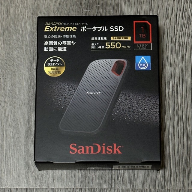 SanDisk(サンディスク)のSanDisk エクストリーム ポータブル SSD SDSSDE60-1T00- スマホ/家電/カメラのPC/タブレット(PC周辺機器)の商品写真