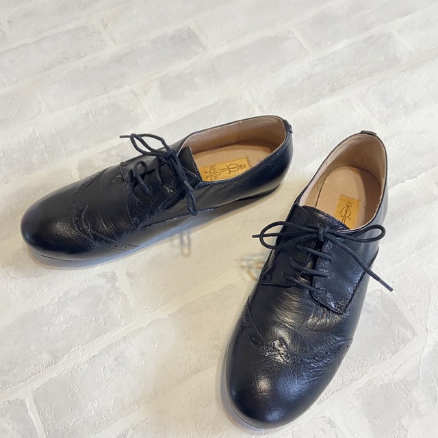 新品 未使用 あしながおじさん レースアップシューズ 本革 24.5