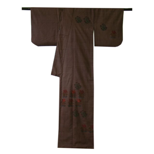 「縁」151ｃｍ～158ｃｍ 真綿紬 染め 訪問着 正絹 Ｕ４５４ レディースの水着/浴衣(着物)の商品写真