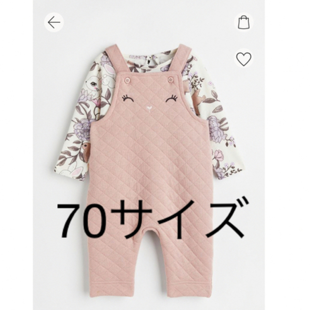 H&M(エイチアンドエム)の【お値下げしました！】トップス　サロペット　セット　女の子 キッズ/ベビー/マタニティのベビー服(~85cm)(Ｔシャツ)の商品写真