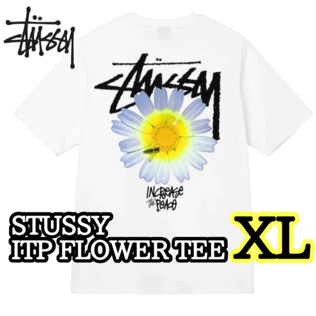 stussy メンズ レディース 半袖 Tシャツ ITP FLOWER XL 白