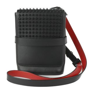 クリスチャンルブタン(Christian Louboutin)のChristian Louboutin クリスチャンルブタン  BENECH REPORTER ベンチ リポーター ショルダーバッグ 1165000 レザー   ブラック レッド  スパイクスタッズ 【本物保証】(ショルダーバッグ)