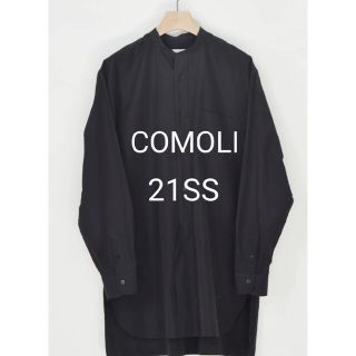 コモリ(COMOLI)の【期間限定値下げ中】COMOLI 21SS バンドカラーシャツ NAVY 2(シャツ)