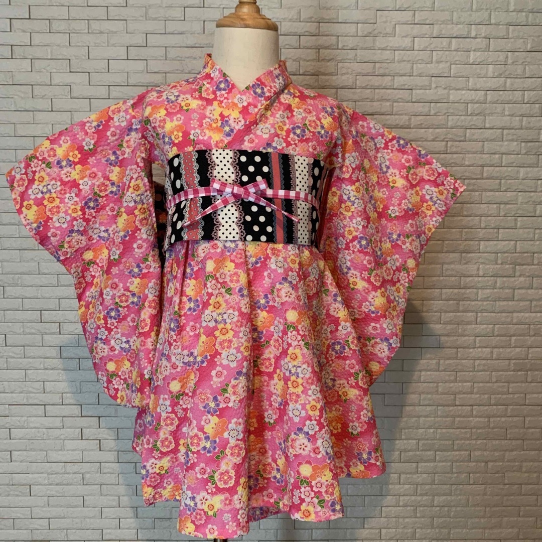 ハンドメイド　ふれあ浴衣　110 ＊No.6 キッズ/ベビー/マタニティのキッズ服女の子用(90cm~)(甚平/浴衣)の商品写真