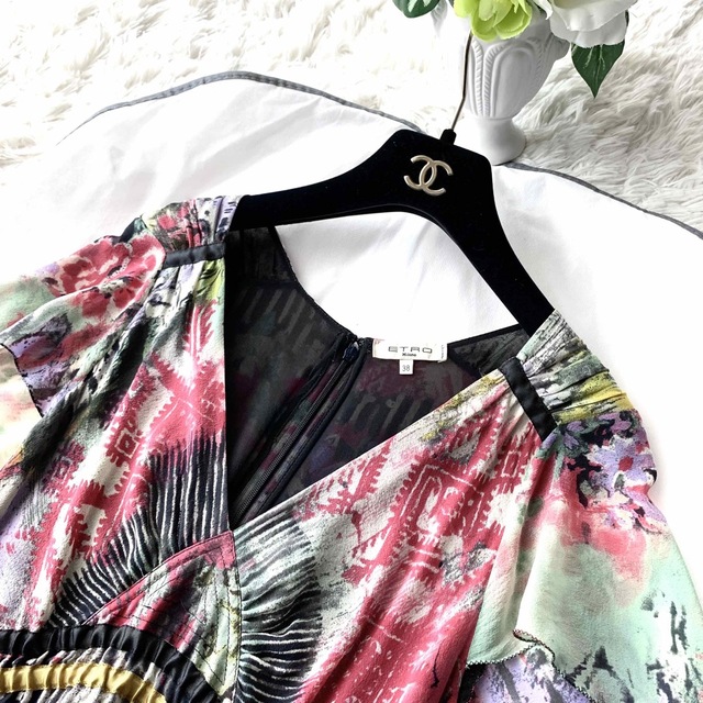ETRO - 新品同様‼️ETRO シルク100% ドレープが美しいワンピースの通販