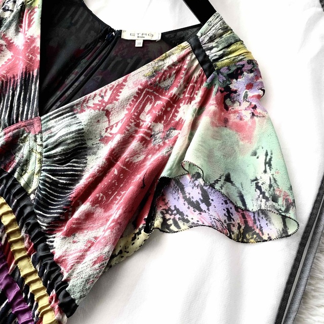 ETRO - 新品同様‼️ETRO シルク100% ドレープが美しいワンピースの通販