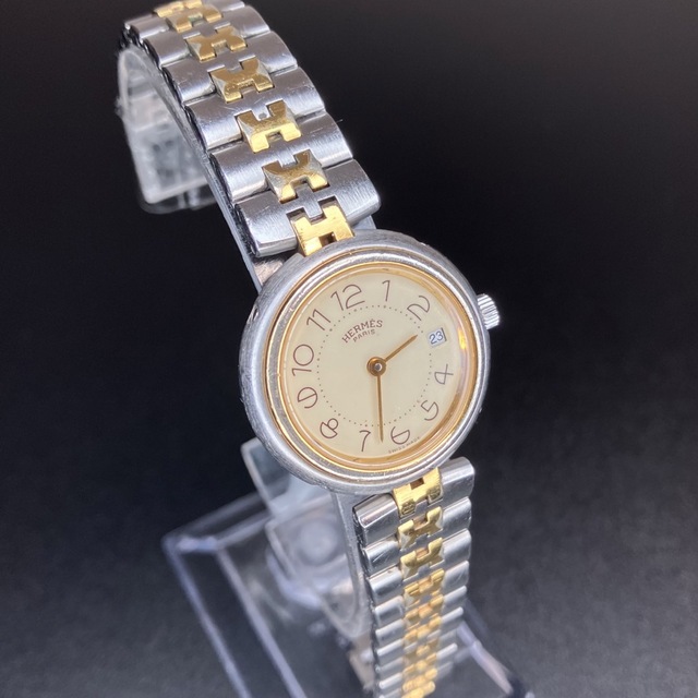 良品 確実正規品】エルメス 腕時計 クリッパー ゴールドコンビ