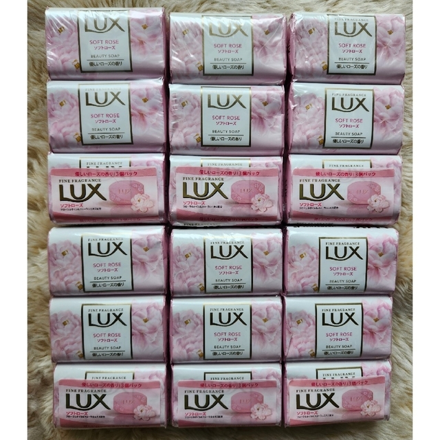 LUX(ラックス)のラックス ソフトローズ(76g*3個入)×6パック コスメ/美容のボディケア(ボディソープ/石鹸)の商品写真