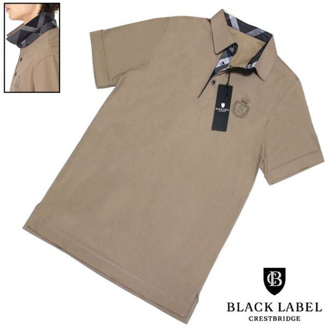 L 新品 ブラックレーベル クレストブリッジ エンブレム刺繍 半袖ポロシャツ