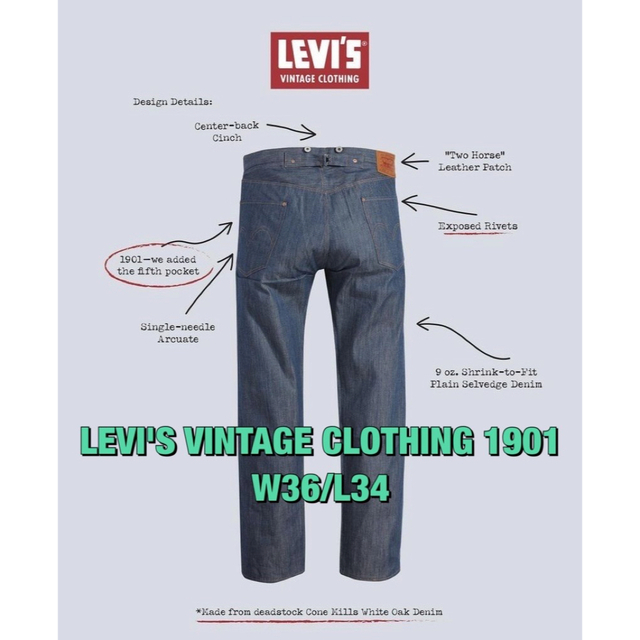 ☆世界501本限定☆ LEVI'S WHITE OAK 501 1901 人気機種 49%割引