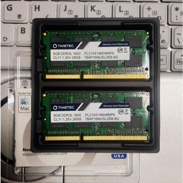 PC/タブレットSO-DIMM DDR3L　1600MHz　8GB×2　TIMETEC