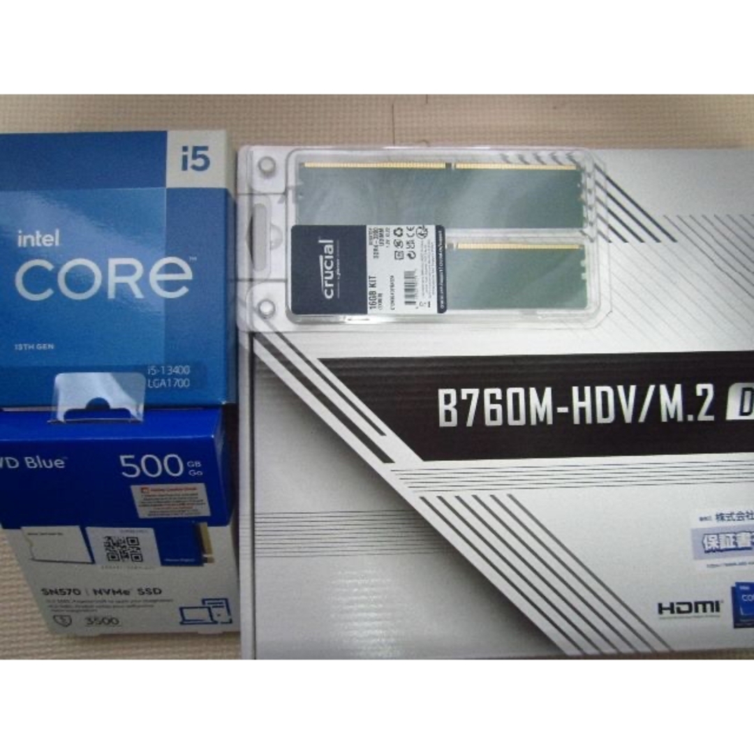 デスクトップPCIntel Core i5 13400+マザーボード(B760M-HDV)セット