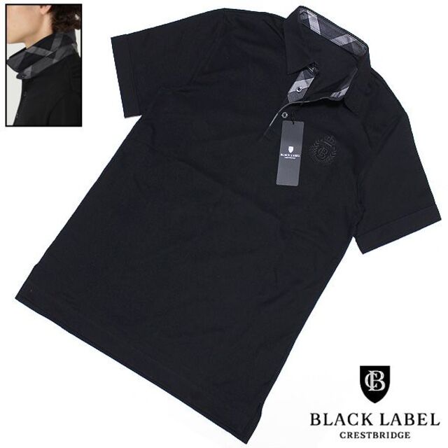 M 新品 ブラックレーベル クレストブリッジ エンブレム刺繍 半袖ポロシャツ