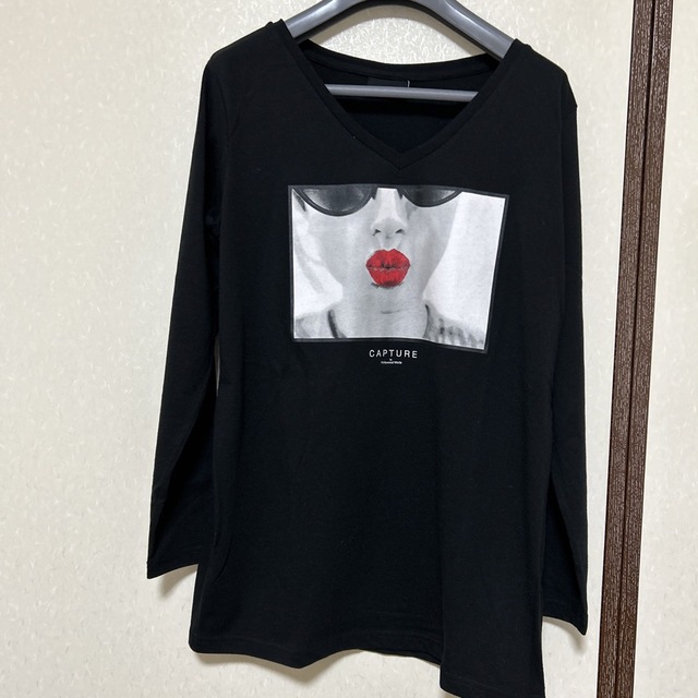 プリント柄Vネックカットソー メンズのトップス(Tシャツ/カットソー(七分/長袖))の商品写真