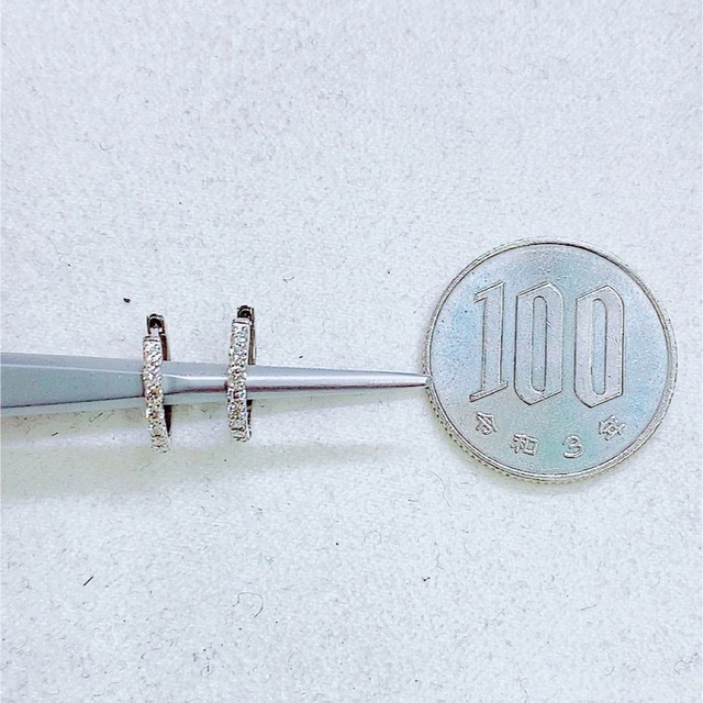 即決価格☆0.20ct☆✨ダイヤモンドプラチナフープピアスイヤリング