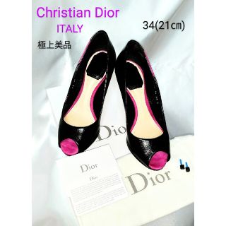 クリスチャンディオール(Christian Dior)の【美品!!】Christian Dior　CDロゴ・ローズ柄ハイヒール(21㎝)(ハイヒール/パンプス)