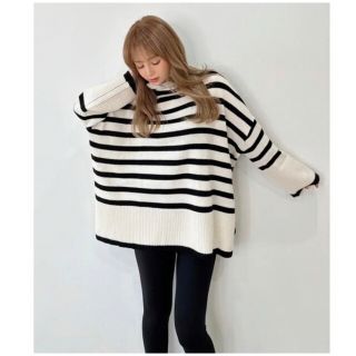 モエリー(MOERY)のmocoa's♡ボーダーチュニックknit(ニット/セーター)