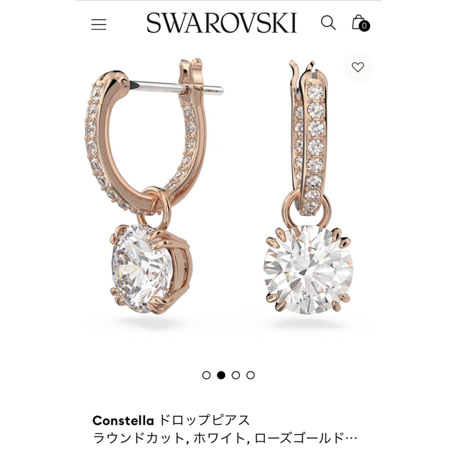 最終値下げ!スワロフスキー ドロップピアス ラウンドカット
