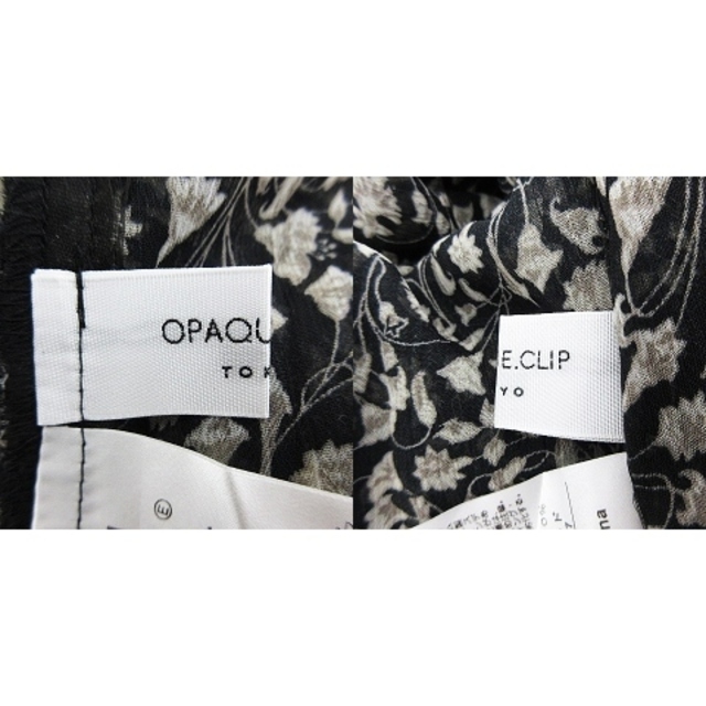 OPAQUE.CLIP(オペークドットクリップ)のオペークドットクリップ ワンピース ミモレ丈 七分袖 総柄 38 黒 ベージュ レディースのワンピース(ロングワンピース/マキシワンピース)の商品写真