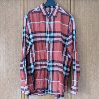 バーバリー(BURBERRY)のバーバリーロンドン　オレンジ　ノバチェック　長袖シャツ　L　BURBERRY(シャツ)