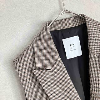 新品 1er Arrondissement ガンクラブチェックロングジレ ベスト