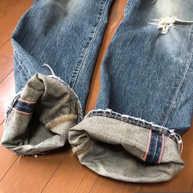 BEDWIN - エドウィン 505 赤耳 ダメージジーンズの通販 by BEDWIN - エドウィン 505 赤耳 ダメージジーンズの通販 by