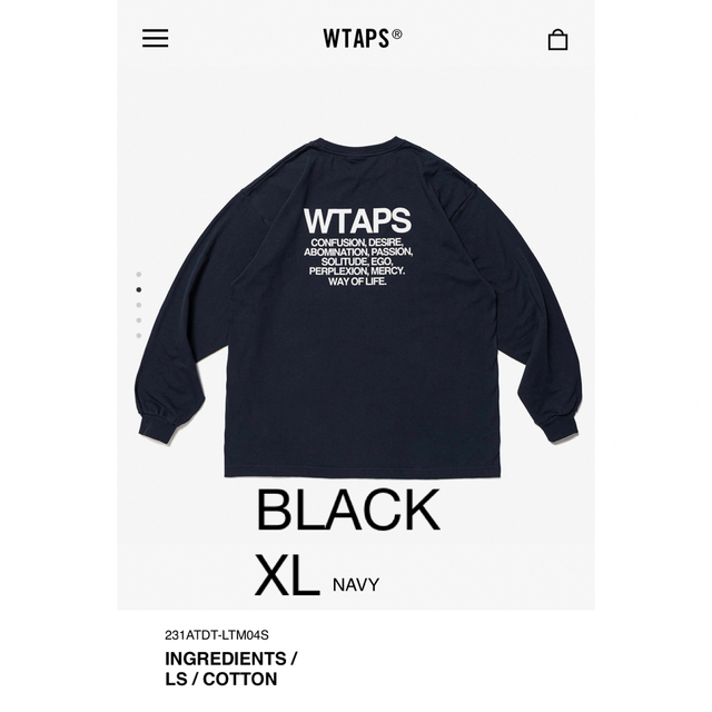 WTAPS INGREDIENTS / LS BLACK XL 新品未使用