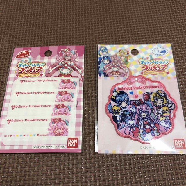 BANDAI(バンダイ)のデリシャスパーティプリキュア　ワッペン＆ネームラベル　2点セット ハンドメイドの素材/材料(各種パーツ)の商品写真