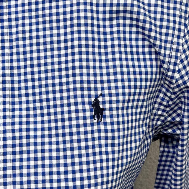 POLO RALPH LAUREN(ポロラルフローレン)の新品 ポロラルフローレン ギンガムチェックシャツ ボーイズMサイズ ブルー レディースのトップス(シャツ/ブラウス(長袖/七分))の商品写真