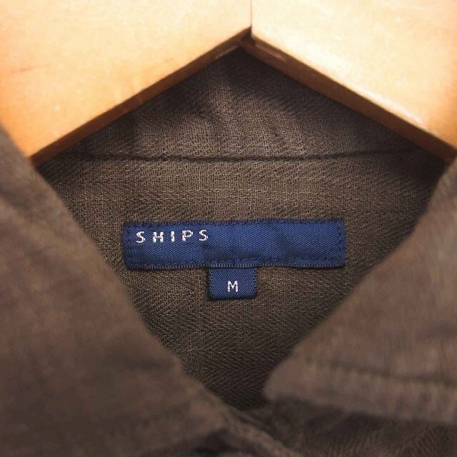 SHIPS(シップス)のシップス シャツ ブラウス ステンカラー 薄手 長袖 M カーキ /TT13 レディースのトップス(シャツ/ブラウス(長袖/七分))の商品写真