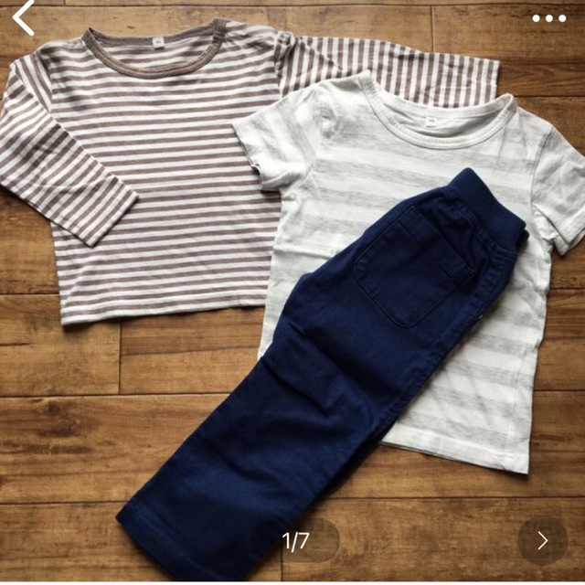 MUJI (無印良品)(ムジルシリョウヒン)の無印 キッズ 子供 ロンT  長ズボン 半袖 Tシャツ 90㎝&100㎝ キッズ/ベビー/マタニティのキッズ服男の子用(90cm~)(Tシャツ/カットソー)の商品写真