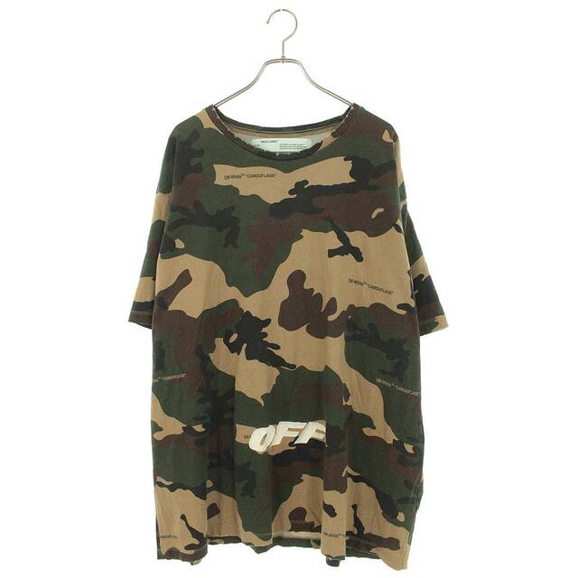 オフホワイト  18AW  OMAA038E18185021 カモ柄ダメージ加工Tシャツ メンズ XL