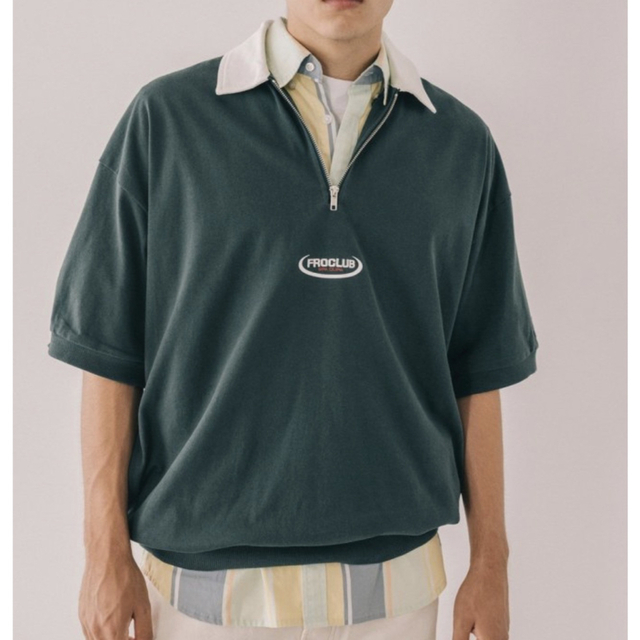 FREAK'S STORE(フリークスストア)のTシャツ FROCLUB フロクラブ HALF ZIP ハーフジップ　緑グリーン メンズのトップス(Tシャツ/カットソー(半袖/袖なし))の商品写真