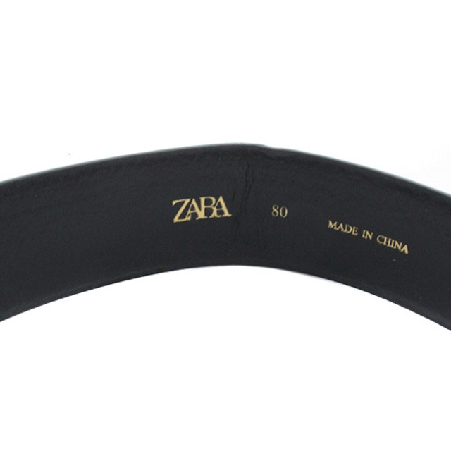 ZARA(ザラ)のザラ バックルワイドベルト レザー 80 黒 レディースのファッション小物(ベルト)の商品写真