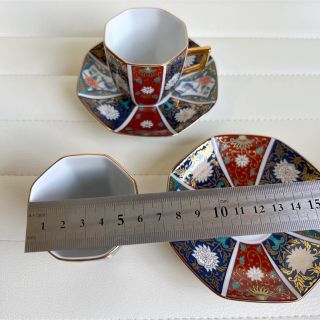 有田焼 青藍窯 金彩 古伊万里 カップ&ソーサー 2客セット 色絵