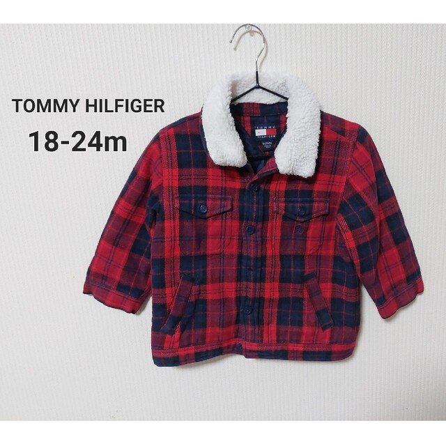 TOMMY HILFIGER(トミーヒルフィガー)のTOMMY HILFIGER　トミーヒルフィガー　上着　赤チェック　90㎝ キッズ/ベビー/マタニティのキッズ服男の子用(90cm~)(ジャケット/上着)の商品写真