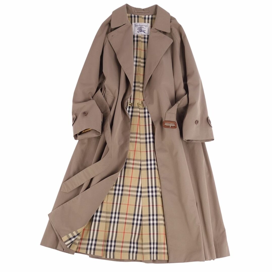 BURBERRY BLACK LABEL(バーバリーブラックレーベル)の美品 Vintage バーバリー Burberrys コート 一枚袖 タイロッケン型コート トレンチコート 裏チェック ベルト付き アウター レディース 9A3(M相当) ブラウンベージュ レディースのジャケット/アウター(トレンチコート)の商品写真