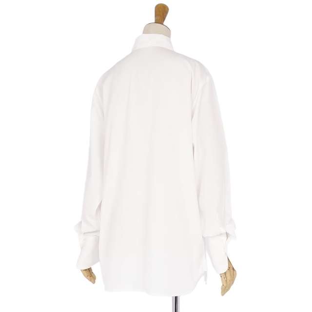 美品 エルメス HERMES シャツ ブラウス ロングスリーブ ロゴ刺繍 コットン トップス レディース 38(M相当) ホワイト