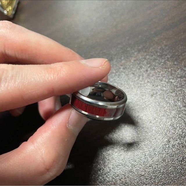 【SALE】リング メンズ アクセサリー チタン レッド 銅 赤 指輪 20号 レディースのアクセサリー(リング(指輪))の商品写真