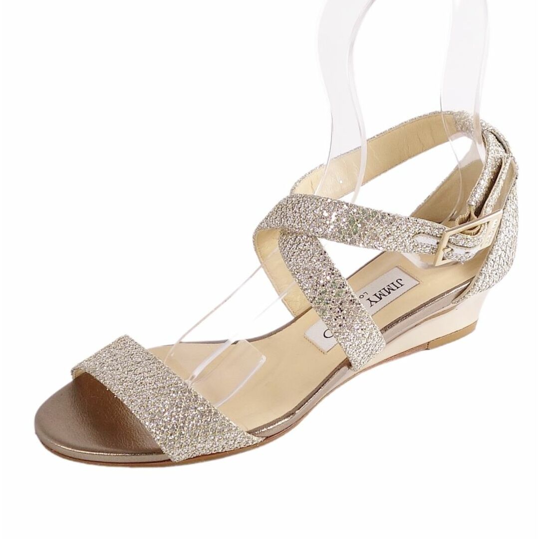 美品 ジミーチュウ JIMMY CHOO サンダル ウェッジソール グリッター