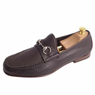 グッチ(Gucci)の未使用 グッチ GUCCI ローファー ホースビット カーフレザー 革靴 メンズ イタリア製 9 1/2(28.5cm相当) ブラウン(ドレス/ビジネス)