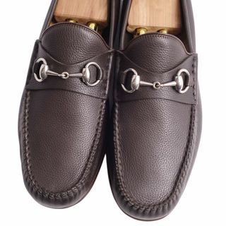 未使用 グッチ GUCCI ローファー ホースビット カーフレザー 革靴 メンズ イタリア製 9 1/2(28.5cm相当) ブラウン