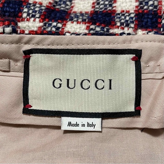 Gucci - 本物 グッチ チェック柄 ガウチョ パンツ 36 ネイビー ...